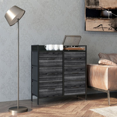Homcom Bedroom Chest Of Drawers 6 Drawer Dresser W/ ShelfBlack from B&Q