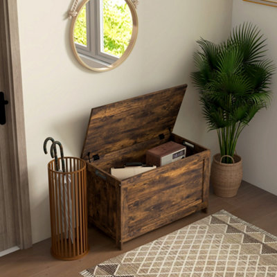 B&Q -  Storage Chest With 2 Safety HingesStorage BenchRustic Brown