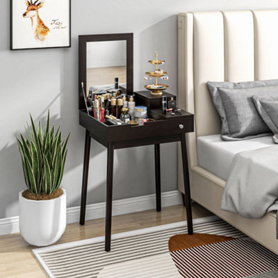 Homcom Dressing Table Vanity Desk Flip-Up Mirror 2 DrawersBlack from B&Q