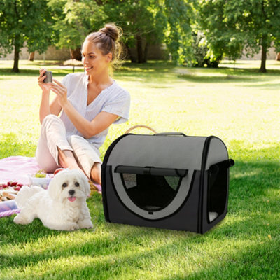 Pawhut Folding Fabric Soft Pet Crate Dog Cat Travel Carrier Cage from B&Q