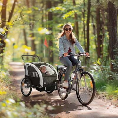 B&Q -  2 Seat Bike Trailer With 5 Point HarnessFor 18+ MonthsBlack