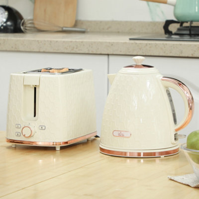 Homcom Beige Kettle And Toaster Set Fast Boil Kettle & 2 Slice Toaster Set 1.7L