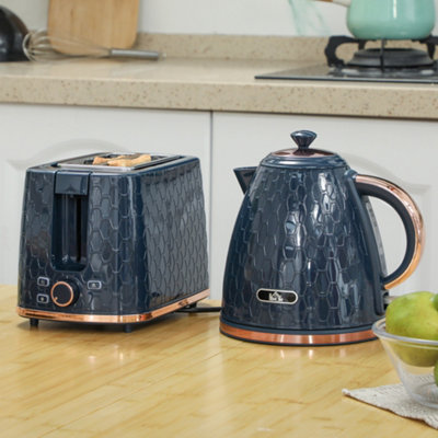HOMCOM Kettle & Toaster Set 1.7L Kettle & 2 Slice Toaster Set in Blue - Image 10