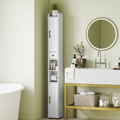 Homcom Tall Bathroom Storage Cabinet Slim Bathroom Cabinet With Drawer White from B&Q