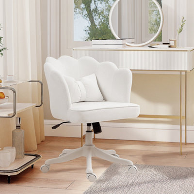 Homcom White Armless Desk Chair Home Office Chair W/ Wide Seat Tilt Function