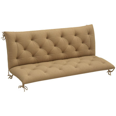 B&Q -  3 Seater Garden Bench Cushion Outdoor Seat Pad W/ Ties Khaki