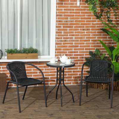 Outsunny 3 Pieces Garden Furniture Set With 2 Stackable ChairsBlack from B&Q