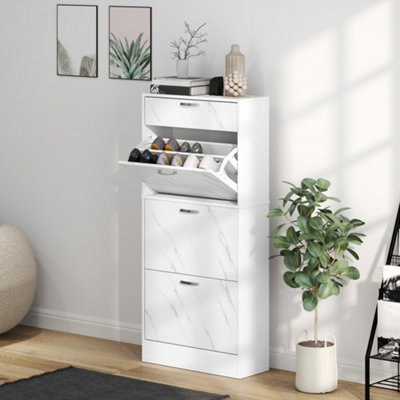 Homcom Shoe Cabinet W/ 4 Drawers Shoe Storage Organiser For 18 Pairs Black from B&Q