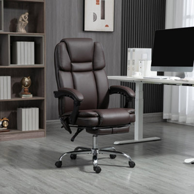 B&Q -  Massage Office ChairPu Leather High Back ReclinerDark Brown