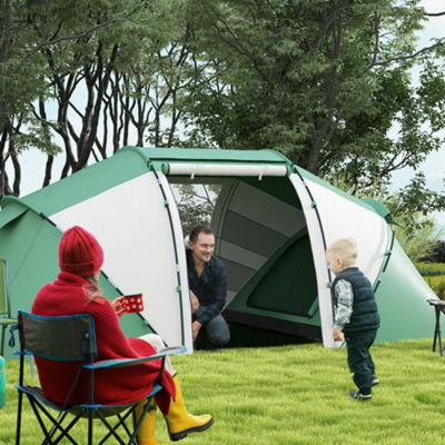 Outsunny 4 Person Camping Tent Dome Family Travel Group Hiking Room Fishing