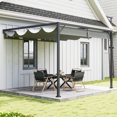 Outsunny 3 X 3(M) Outdoor Pergola Retractable Canopy Wall MountedGrey from B&Q