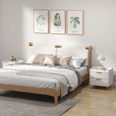 Homcom Unisex White Bedside Table Set Of 2 With 2 Drawers For Bedroom, Living Room, Size 2 Pack - Image 4
