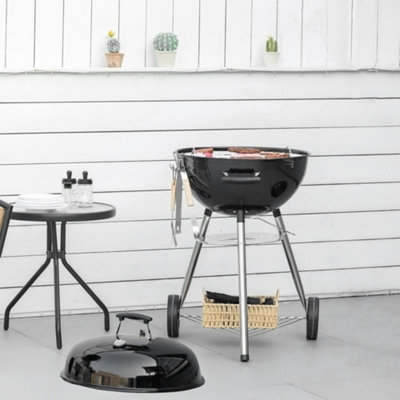 Outsunny Portable Kettle Charcoal Grill Bbq Smoker W/ CoverLid& Thermometer from B&Q