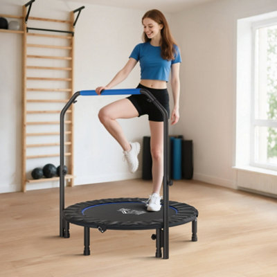 B&Q -  45" Foldable Mini Fitness Trampoline W/ Foam HandleBlue