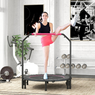 B&Q -  48" Foldable Mini Fitness Trampoline W/ Foam HandlePink