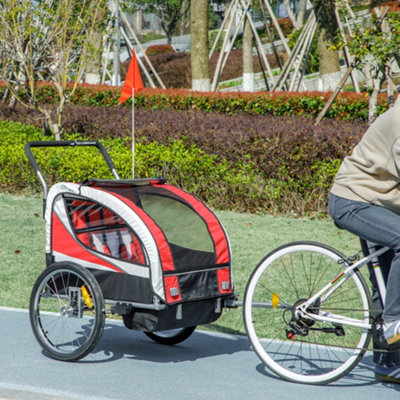 Homcom 2 Seat Child Bike TrailerBaby Bicycle Trailer For 2 KidsRed from B&Q