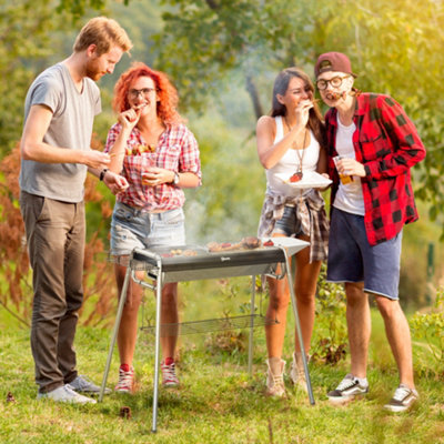 B&Q -  Charcoal Barbecue Grill With Griddle PlateBlack