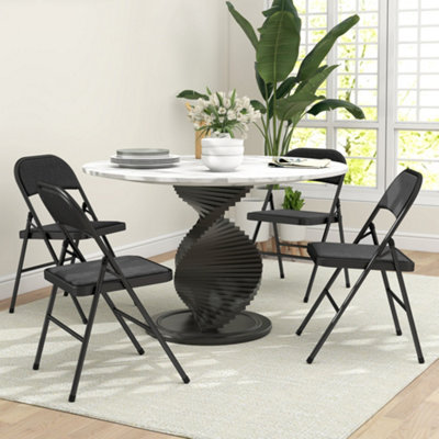 B&Q -  4 Pack Linen-Look Padded Folding Chairs With Cushioned Seat Black