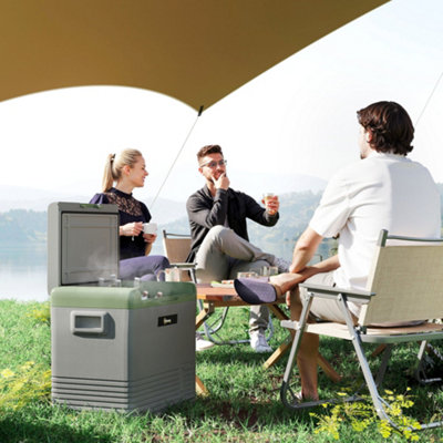 Outsunny 50L Car Refrigerator 12V Portable Freezer For CampingLight Green from B&Q