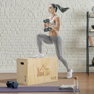 Homcom Unisex Natural 3-In-1 Wooden Plyo Box For Home Gym, Workout Training, - Image 6