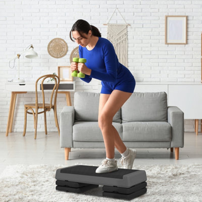 B&Q -  Aerobic Step10.5/15.5/20.5Cm Exercise Stepper For HomeGrey