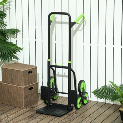 Durhand Trolley Hand Trucks 6-Wheels Foldable Load Cart SteelGreen from B&Q