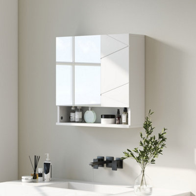 Kleankin Wall Mounted Bathroom Storage Cupboard W/ Adjustable ShelvesWhite from B&Q