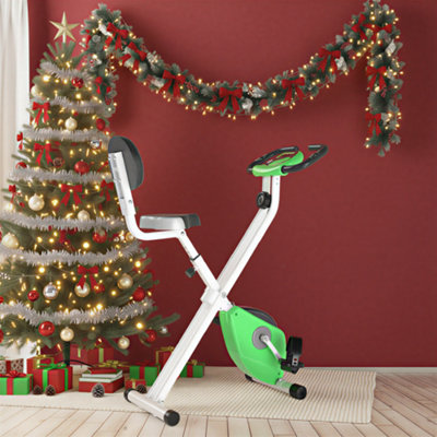 B&Q -  Magnetic Resistance Exercise Bike Foldable Lcd Adjustable Seat Green