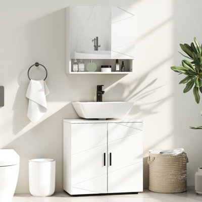 Kleankin Bathroom Vanity UnitUnder Sink Cabinet With ShelfWhite from B&Q
