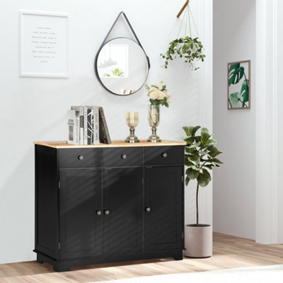 B&Q -  Sideboard Buffet Cabinet With Storage Cabinets And Drawers Black