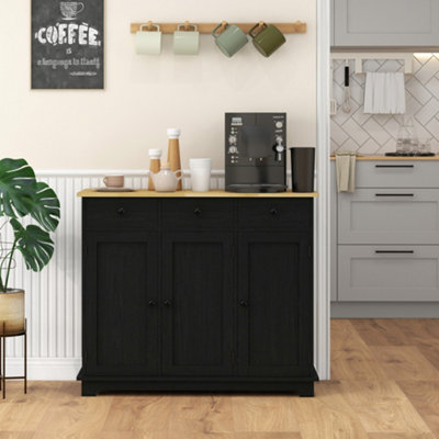 Homcom Sideboard Buffet Cabinet With Storage Cabinets And Drawers Black