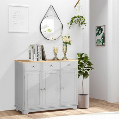 Homcom Sideboard Buffet Cabinet With Storage Cabinets And DrawersGrey from B&Q