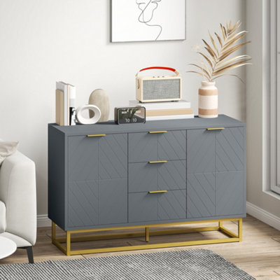 Rackhams Grey Sideboard Storage Cabinet With Adjustable Shelves, - Matte - Sideboard - Image 9