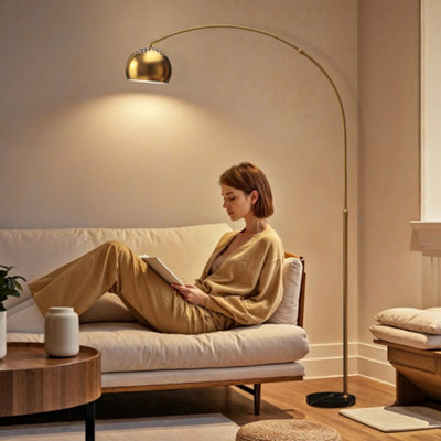 Homcom Gold Arc Floor Lamp For Living Room, Free Standing Tall Lamp, Tone - Tone - Image 11