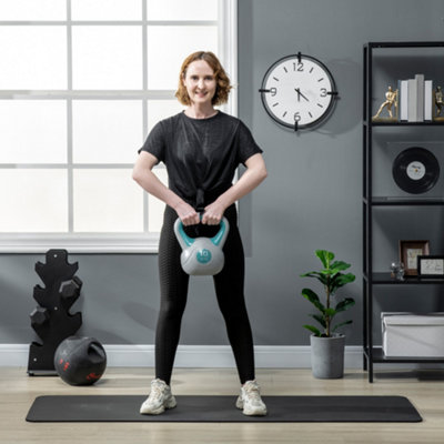 B&Q -  10Kg Kettle Bell With Handle For Home GymLight Blue And Grey