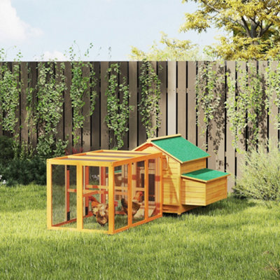 Pawhut 2 Piece Chicken Coop And Run Set, For 3-7 Chickens, Yellow