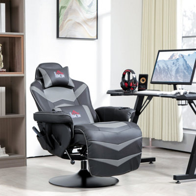 B&Q -  Massage Recliner Chair With RemotePu Leather Recliner Armchair Grey