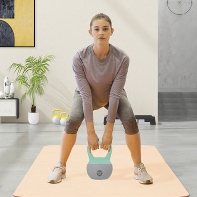 Sportnow Grey/Green Kettlebell With Soft Body And Non-Slip Handle, And 12Kg