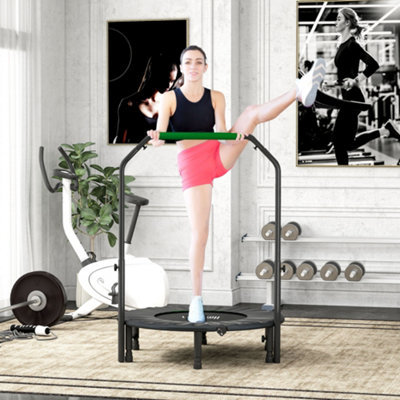 B&Q -  40" Foldable Mini Fitness Trampoline W/ Foam HandleGreen