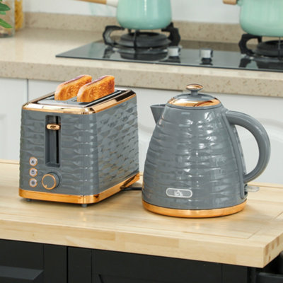 Homcom Unisex Grey Kettle And Toaster Set 1.7L Rapid Boil Kettle & 2 Slice Toaster In - Image 10