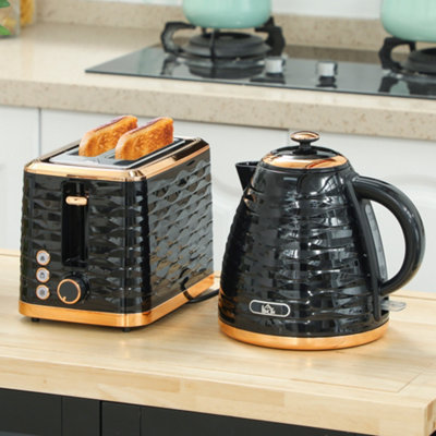 HOMCOM Kettle & Toaster Set 1.7L Rapid Boil Kettle & 2 Slice Toaster in Black - Image 12