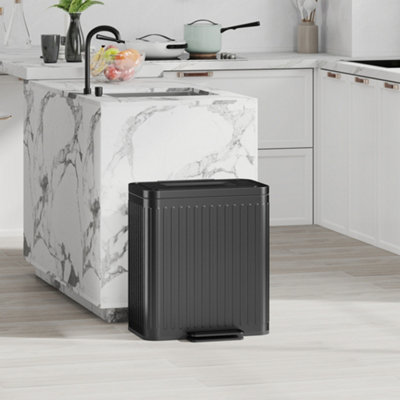 Rackhams Black 2 X 20L Double Rubbish Bin, Pedal Bin With Rubbish Bags, - Image 9