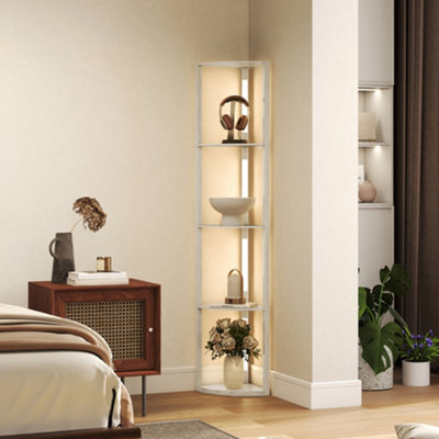Portland Oak 4 Shelf Corner Floor Lamp - Dimmable Warm White LED - 163.5cm Tall - Image 11
