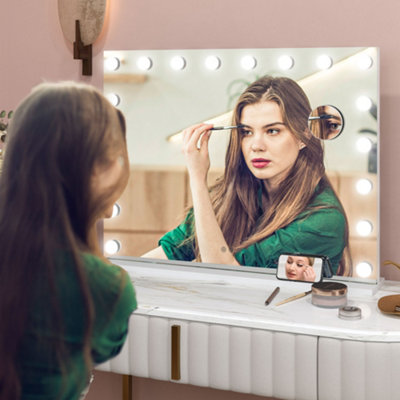 Homcom Unisex White Hollywood Vanity Mirror With Lights, 10X Magnifying, Usb Port, Size 18 - Image 6
