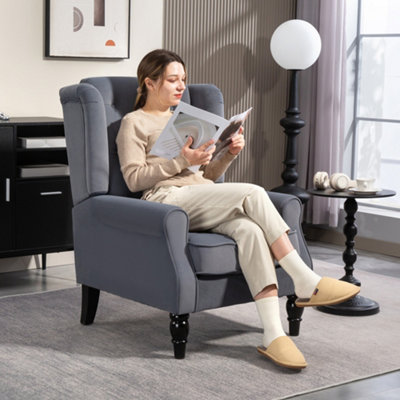 B&Q -  Accent Armchair Home Furniture Retro Tufted Club Fabric Grey