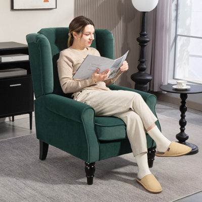 Homcom Accent Armchair Home Furniture Retro Tufted Club Fabric Green