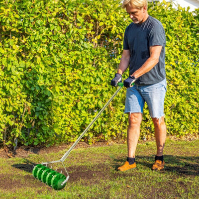 Outsunny Grass Spike RollerSoil Aerator W/ 3 Piece Handle And T-Bar Grip from B&Q