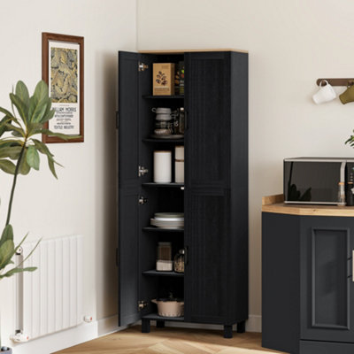 Homcom Modern Kitchen Cupboard Storage Cabinet With 4 ShelvesBlack from B&Q