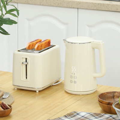 Homcom 1.5L 3000W Fast Boil Electric Kettle And 2 Slice Toaster SetBeige from B&Q