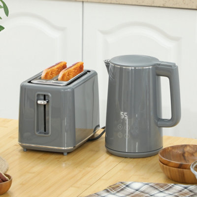 Homcom (Grey) 1.5L 3000W Fast Boil Electric Kettle And 2 Slice Toaster Set - Image 4